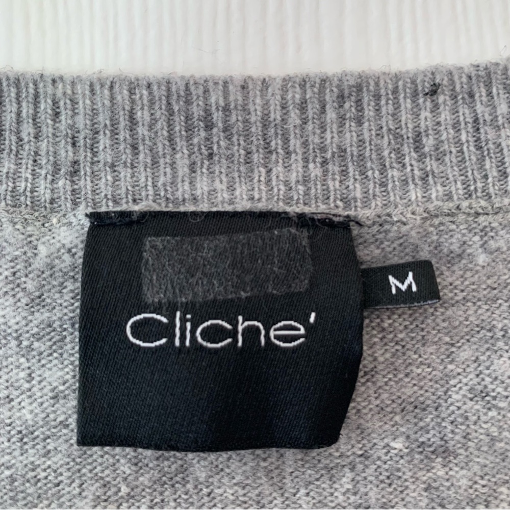 Cliche Grey Sweater with Black Cat Print 🐈‍⬛ Sz M - Picture 4 of 8